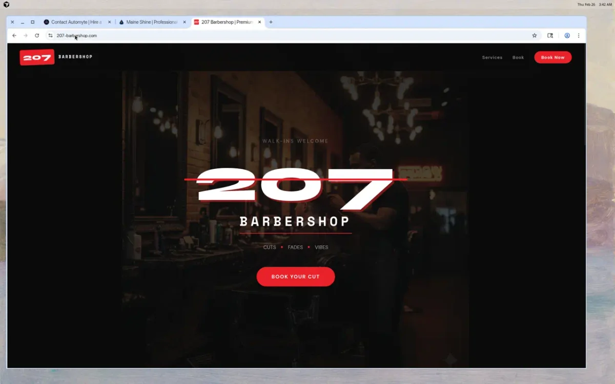 207 Barbershop website after Automyte redesign
