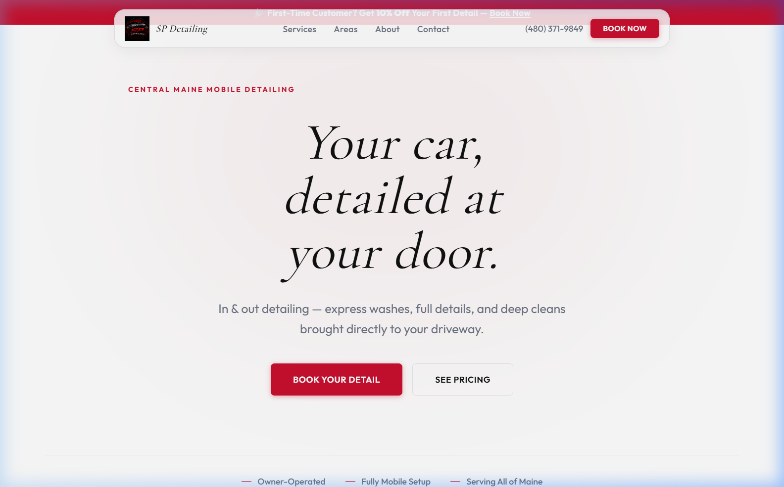 SP Mobile Detailing website preview — Premium mobile car detailing in Maine