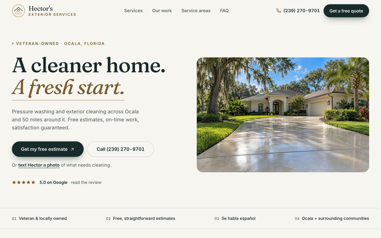 Hector's Exterior Services website