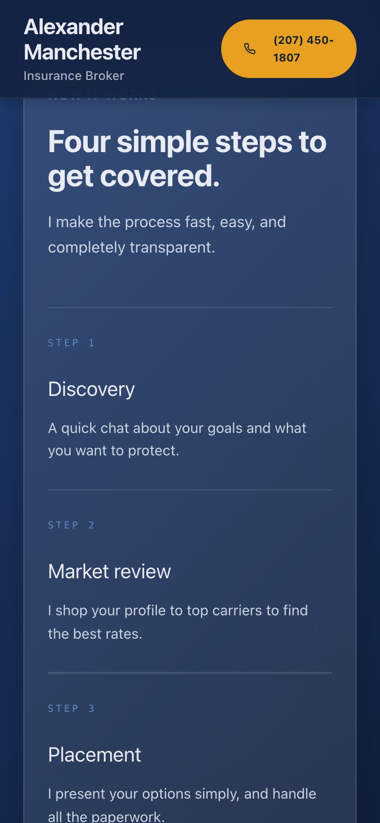 Manchester Life Solutions website on a phone: How it works