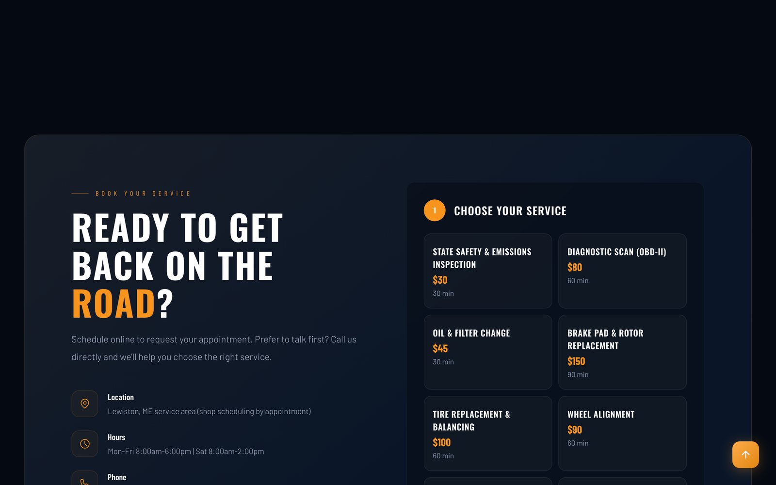Mokai Motors website on desktop: Online booking